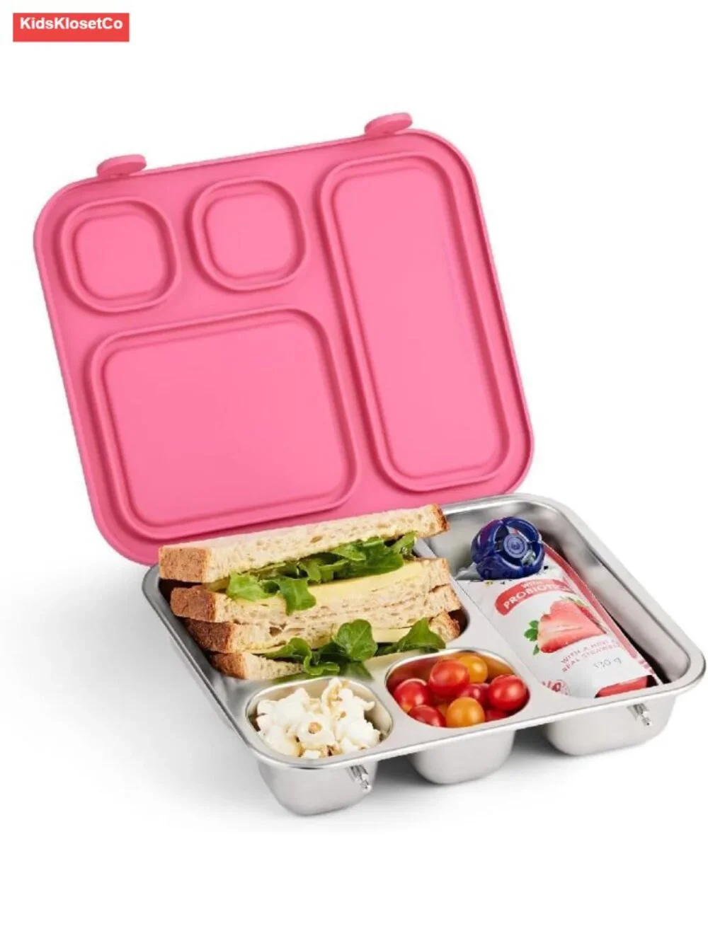 Kids Stainless Steel Bento Box 4 Compartments Leak-proof Lunch Container